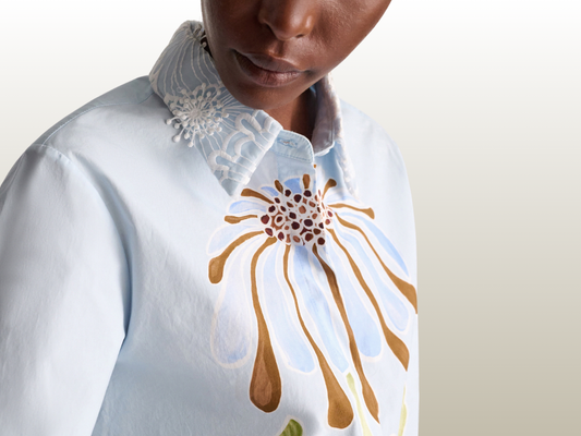 DOROTHEE SCHUMACHER - PRINTED COTTON POPLIN BLOUSE, BLÅ