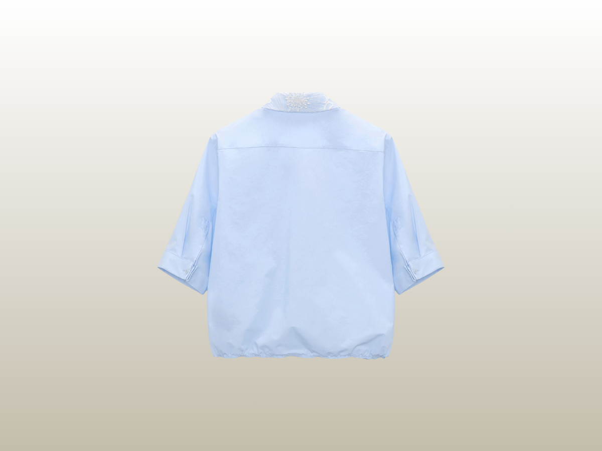 DOROTHEE SCHUMACHER - PRINTED COTTON POPLIN BLOUSE, BLÅ