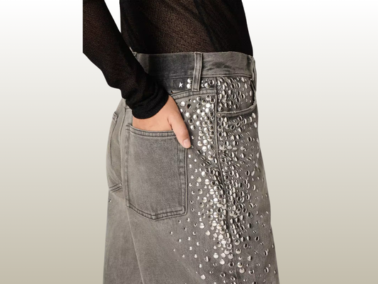 GOLDEN GOOSE - BOYFRIEND JEANS W SILVER STUDS