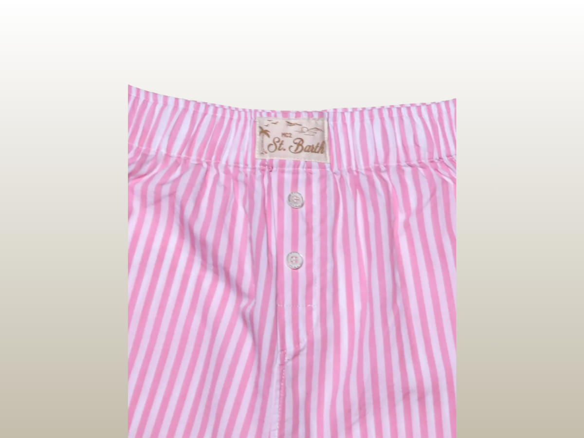 MC2 SAINT BARTHS - BOXY COTTON SHORTS PINK STRIPES