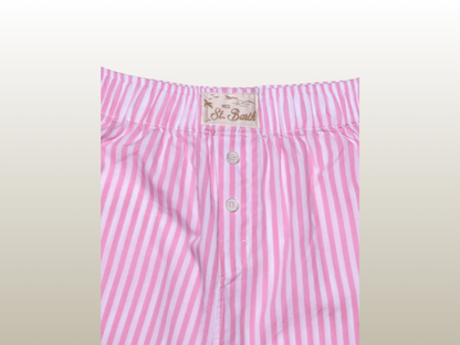 MC2 SAINT BARTHS - BOXY COTTON SHORTS PINK STRIPES