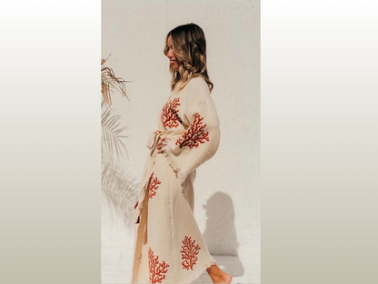 AMCA STUDIOS - CORALLIUM RED KAFTAN LONG