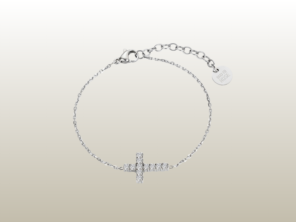 BUD TO ROSE - CROSS BRACELET SILVER