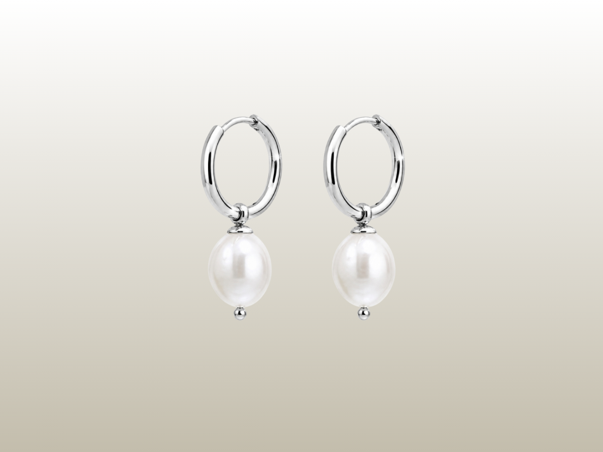 BUD TO ROSE - PEARL HOOP SILVER