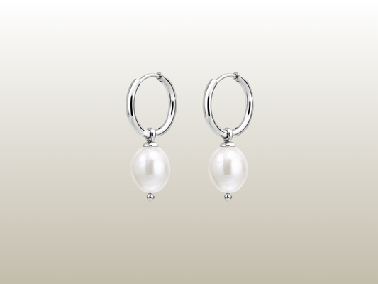 BUD TO ROSE - PEARL HOOP SILVER