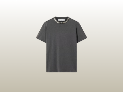 GOLDEN GOOSE - GRAY T-SHIRT W CHRYSTALS