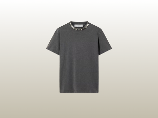 GOLDEN GOOSE - GRAY T-SHIRT W CHRYSTALS