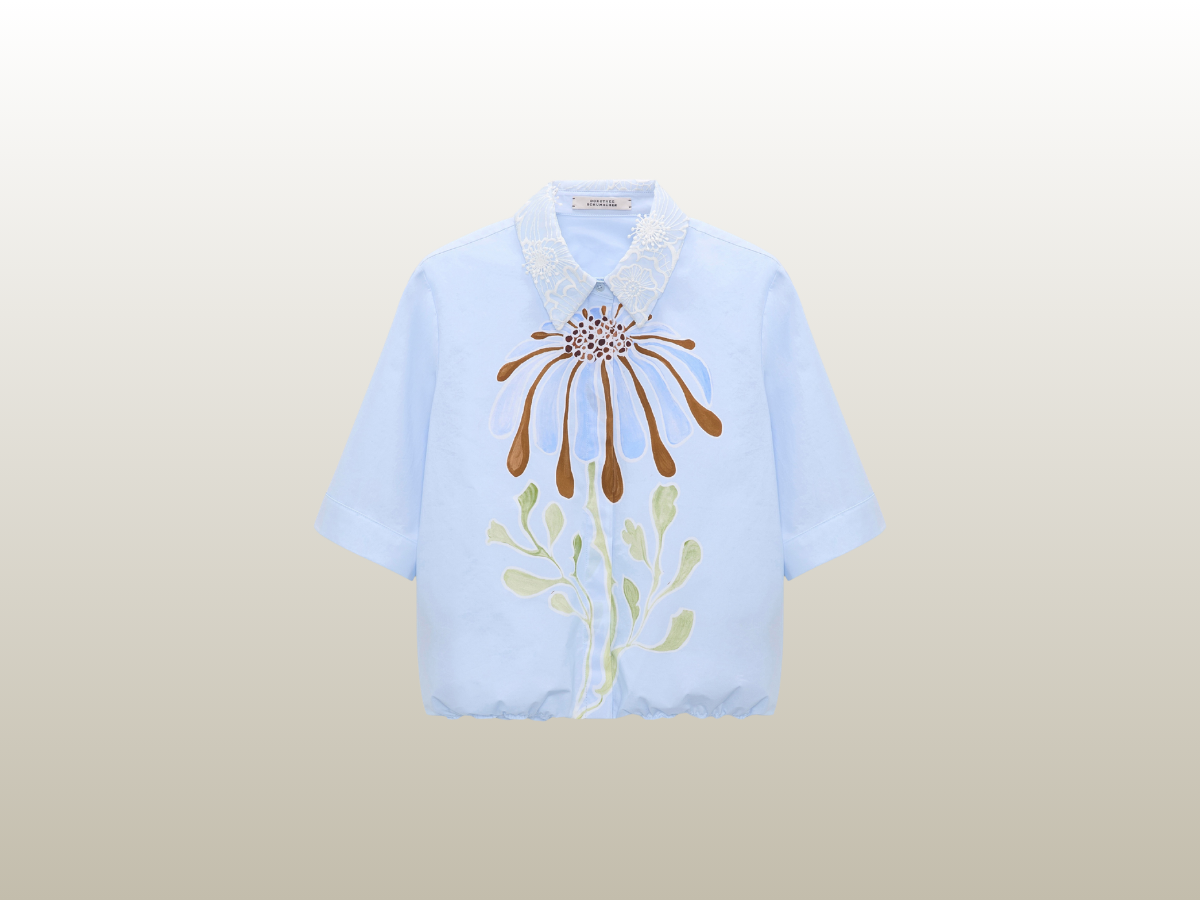 DOROTHEE SCHUMACHER - PRINTED COTTON POPLIN BLOUSE, BLÅ