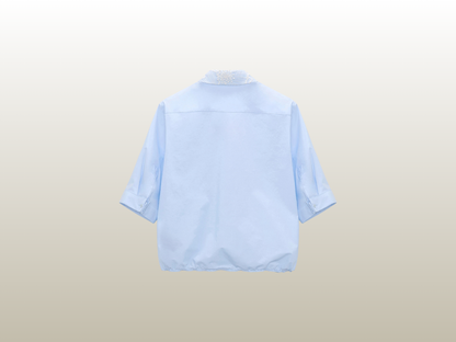 DOROTHEE SCHUMACHER - PRINTED COTTON POPLIN BLOUSE, BLÅ
