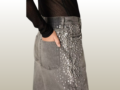 GOLDEN GOOSE - BOYFRIEND JEANS W SILVER STUDS