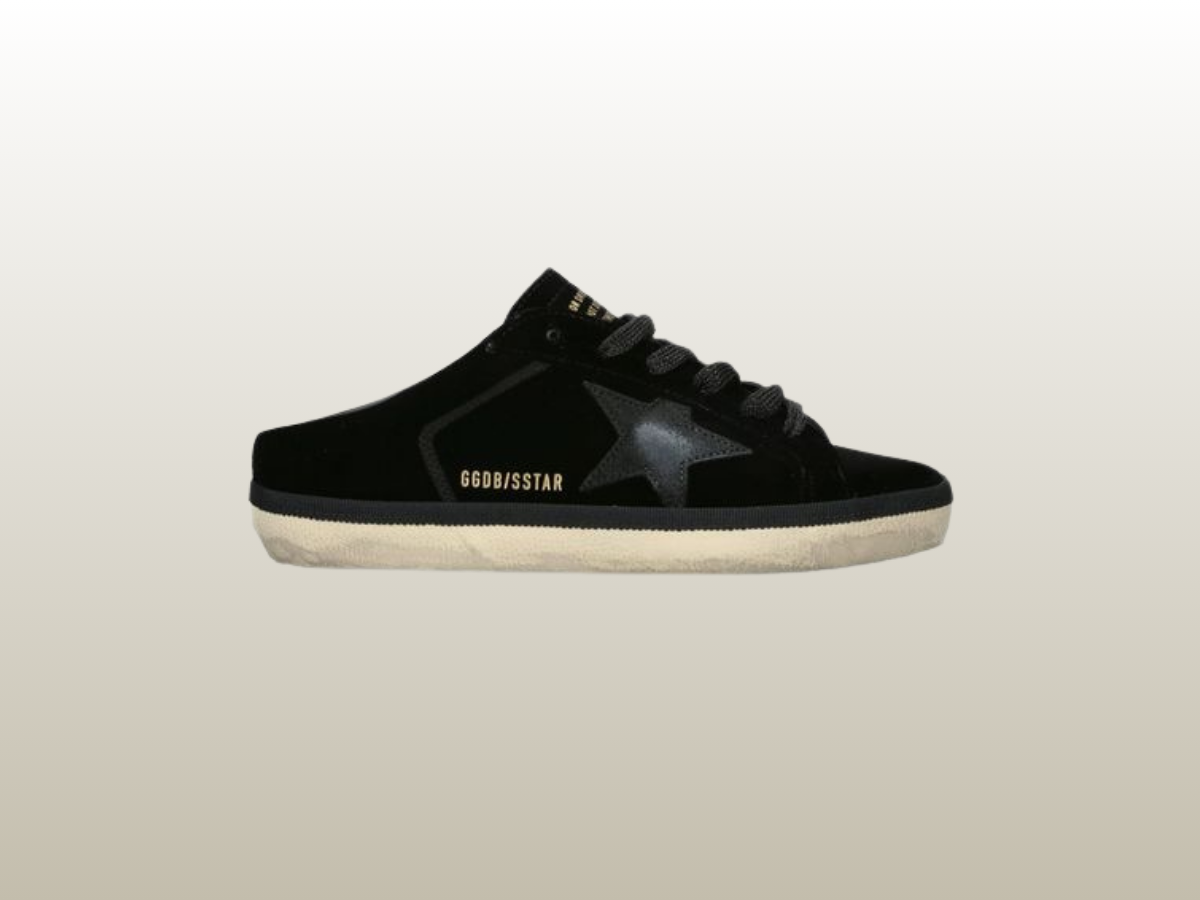 GOLDEN GOOSE - SUPER-STAR SABOT IN BLACK VELVET