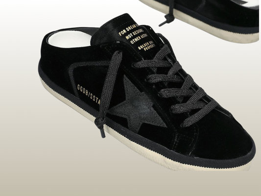 GOLDEN GOOSE - SUPER-STAR SABOT IN BLACK VELVET