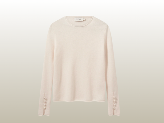 KASHMIR TRÖJA MED PÄRLOR - OFF-WHITE