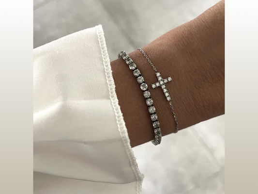 BUD TO ROSE - CROSS BRACELET SILVER