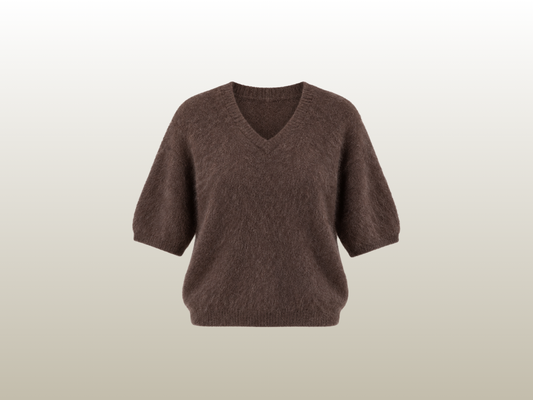 T-SHIRT I BORSTAD KASHMIR - CHOCOLATE FUDGE