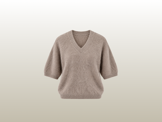 T-SHIRT I BORSTAD KASHMIR - BEIGE