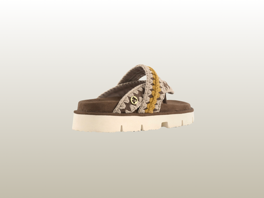 MOU - BROWN SANDAL WITH STITCHING